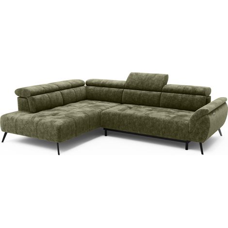 Ecksofa Ottomane links Chenille 284x208x79 grün VALENTINAMassivmoebel24 GmbH