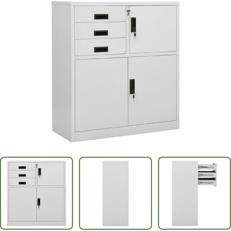 Aktenschrank - Büroschrank Hellgrau 90x40x102 cm Stahl (1/5)