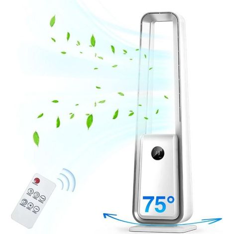 Ventilateur Tour Sans Pales 3-en-1 avec Télécommande Écran LED Silencieux 34dB 3 Vitesses et Modes Naturel/Normal/Sommeil Portée 6m (1/5)
