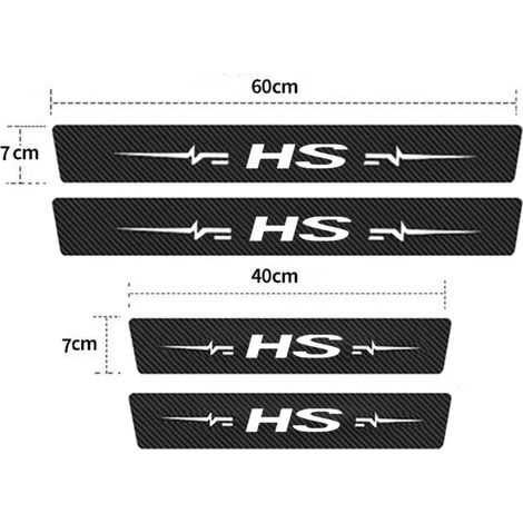 (4 pièces) Seuil de porte en fibre de carbone pour voiture : autocollant anti-coups de pied et de pied, résistant aux rayures et aux éraflures, compatible avec le logo MG HS, seuil de coffre arrière, (1/4)