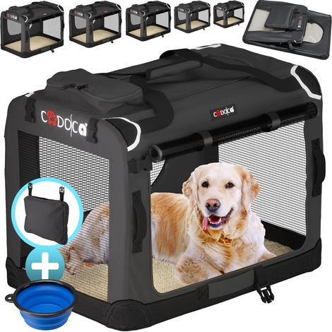 CADOCA® Pet Carrier Fabric Dog Cat Rabbit Transport Bag Cage Folding Puppy Crate XXL - Anthracite