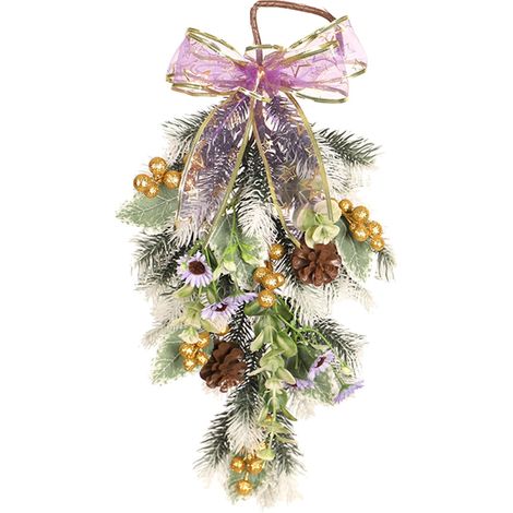 Guirlande De Boules De Noël - Décoration Festive En Plastique Vert Et Argent - Pour Porte D'Entrée Salle De Séjour Ou Bureau - 1 Pièce (1/5)