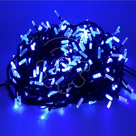 Stringa luminosa catena da 32 metri 400 LED Blu con 8 giochi di luce cavo verde IP44 per uso interno (1/3)
