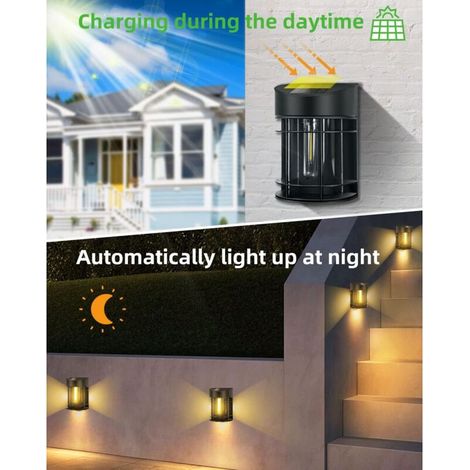 Luci solari da giardino per esterni, confezione da 2 luci solari da esterno impermeabili, luci solari a LED retrò da parete per esterni per decorare vialetti, terrazze, patii, recinzioni, balconi [Bia (1/4)