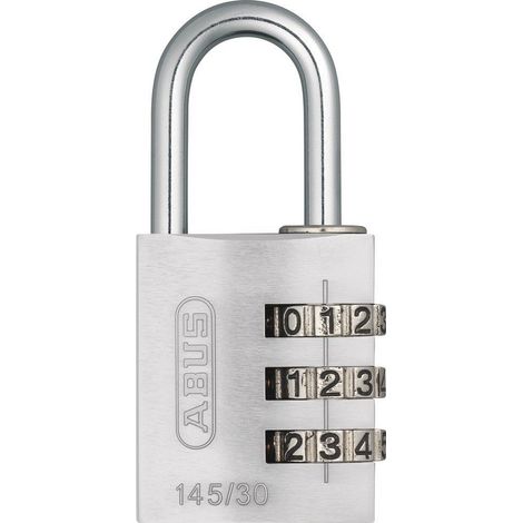 145/30 30mm Aluminium Combination Padlock Silver 46583
