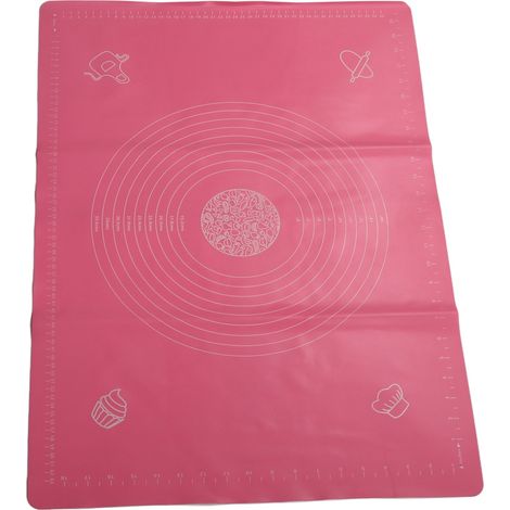 Tapis de pétrissage en silicone gradué, idéal pour la cuisine, isolation thermique, ustensiles de pâtisserie, rose, 50 x 70 cm (1/5)