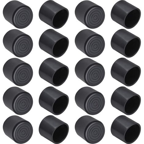 Protectores para patas de sillas (20 unidades), de goma, negros, almohadillas pequeñas para sillas, protectores de suelo, reducen arañazos - 25 mm (1/5)