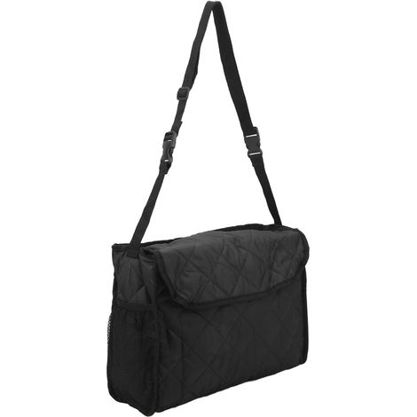 Sac de Rangement Accroché pour Fauteuil Roulant en Coton Matelassé Noir - Accessoire Déambulateur et Scooter