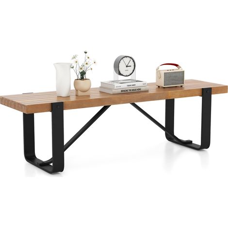 COSTWAY Panchina da Pranzo, Panchina per Ingresso da 152,5 cm, con Struttura in Metallo, Piedini Regolabili, Panchina per Corridoio, Portata 300 kg, 152,5 x 43 x 44 cm (1/5)