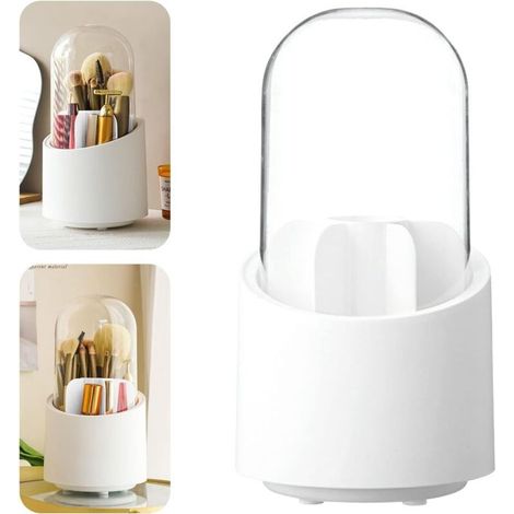 Boîte de rangement rotative à 360° pour cosmétiques avec couvercle anti-poussière, organisateur de maquillage pour chambre et salle de bain - (1/4)