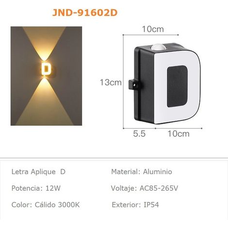 Jandei - Lettre D, Applique Lettre 220V Aluminium pour Enseignes 135.5cm Lettres 220V (1/4)