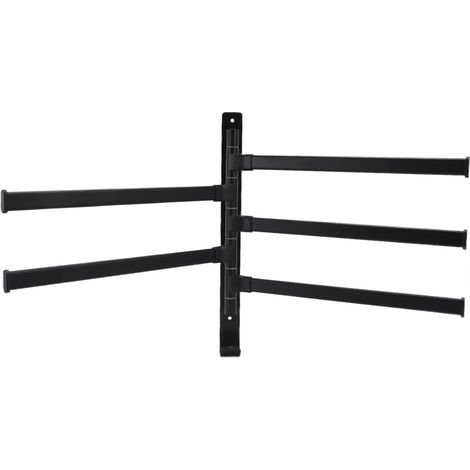 Porte-serviettes en alliage d'aluminium, étagère à serviettes à 5 barres pivotante et résistante pour salle de bain et cuisine, noir (1/5)