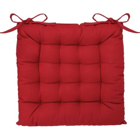 Atmosphera – Coussin de chaise carré rouge 38x38 cm – Coton recyclé – Épaisseur 6 cm – Confort optimal pour chaises en bois et plastique (1/7)