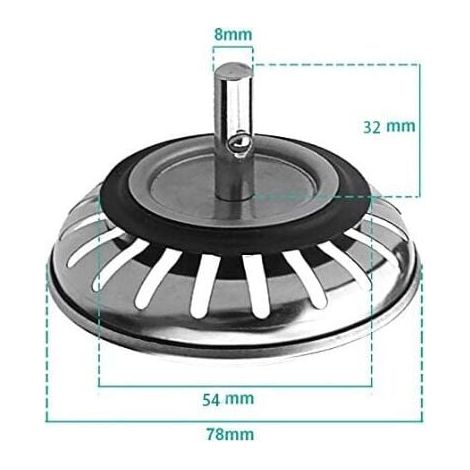 ZVD Panier amovible diamètre de l'acier inoxydable 78 mm accessoires pour évier de cuisine mise à l'eau fermeture de parapluie couvercle de lavabo (1/3)