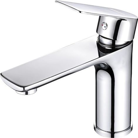 BEBUSINGOTO Mitigeur de Lavabo - Robinet de Salle de Bains Monocommande, Robinets de lavabo à Tiroir en Céramique à Faible Bruit, Finition Chrome, Argent (1/5)