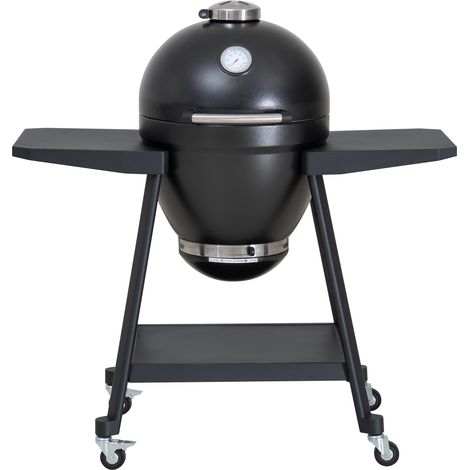 Barbecue a carbone Kamado a forma di uovo con piastra per pizza, nera