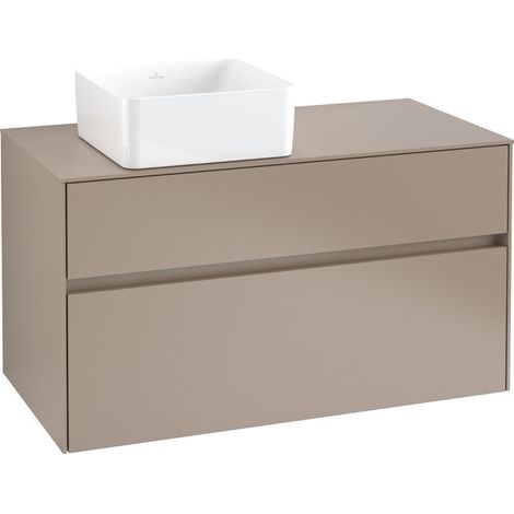 Villeroy & Boch Collaro meuble à lavabo 1000x548x500 mm, 2 tiroirs, pour lavabo à gauche, C039L0, Coloris: Façade/carcasse : Blanc brillant, poignée : Blanc mat - C039L0DH