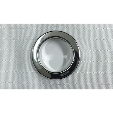 TENDAGGIMANIA FETTUCCIA per Tende con Anelli - Nastro con Borchie di Vari Colori, Vendita al Metro Lineare-Modello Bianco - Colore Cromo