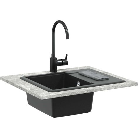 Évier Noir 560 x 460 mm 80% Quartz et 20% Résine