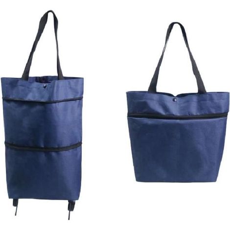 Sac de courses pliable - Sac de courses - Oxford - 30cm - 46cm - 15 livres - Bleu marine (1/4)