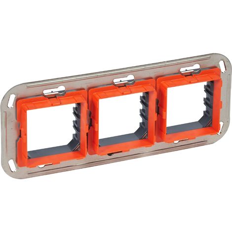 Support monobloc à vis 2+2+2 modules pour rénovation entraxe 57mm BTICINO H4732/3