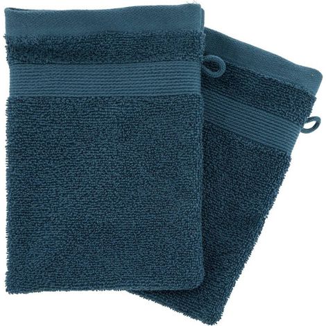 Lot de 2 Gants de Toilette "Confort" 15x21cm Bleu Égéen (1/2)