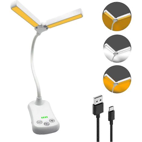 Lampe de chevet légère et rechargeable à double pince flexible pour livres et lecture (1/5)