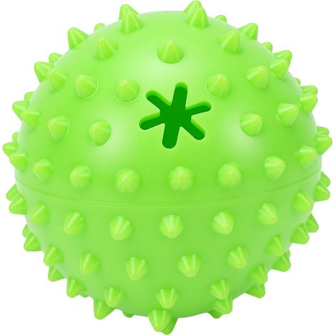 Balle rebondissante couineur pour chien jouet distributeur de friandises vert pour animaux épines petits et moyens à mâcher, dentition (1/5)