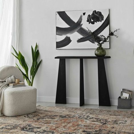Dmora - Consola Arcturus, Mesa multiusos, Gabinete de soporte, Escritorio de pasillo, 100x28h83 cm, Antracita, con embalaje reforzado (1/5)