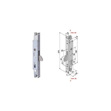 SERRATURA TRIPLICE INFILARE PER MONTANTI SOLO CATENACCIO 085.35- - mm.35 (085.35.01.0) - 1 pezzi WELKA