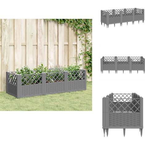 Pflanzkasten mit Erdspießen Hellgrau 123,5x43,5x43,5 cm PP - Gartenpflanze - Pflanzkasten - Balkonpflanzen - Gartenmöbel - Polypropylen (1/5)