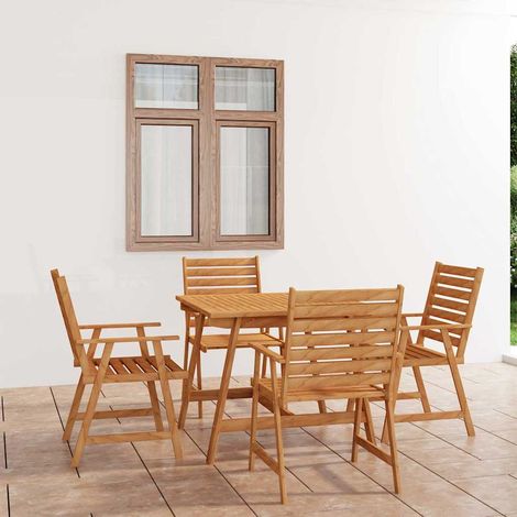 Ensemble à manger de jardin 5 pcs-Salon de jardin Bois d'acacia solide 640217 (1/5)