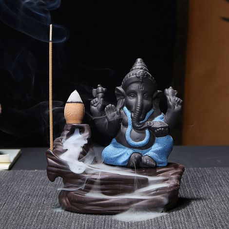 Brûle-encens à contre-courant bleu, cascade de fumée pour méditation, salon de thé, décoration zen, 1 pièce