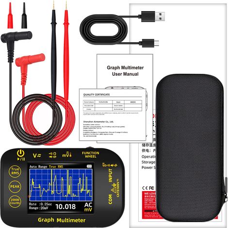 Multimètre numérique BSIDE 20 000 points, enregistreur de données, voltmètre photovoltaïque/mineur 1 µV/1 000 V, True RMS (TRMS) rechargeable, mesure la capacité, la tension, la température et la cont (1/5)