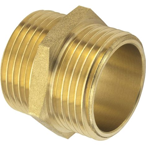 1 Mamelon Double 1/2 Pouce, Filetage Externe Laiton, Robuste Antirouille, Raccord Tuyau Plomberie