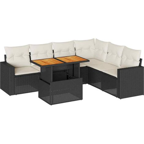 Set Divani da Giardino con Cuscini 7pz Nero Polyrattan vidaXL (1/5)