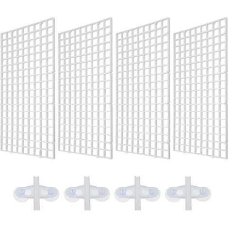 4 Pièces Maille de Diviseur de Réservoir D'aquarium,Diviseur D'aquarium,Panneau de Cloison D'isolation Inférieure de Filtre de Réservoir de Poissons D'aquarium + 4 Pièces Clip (Blanc) (1/5)