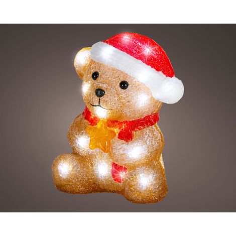 Orso LED in acrilico a batteria 13,6 x 16,5 x 21 cm marrone Peraga Christmas