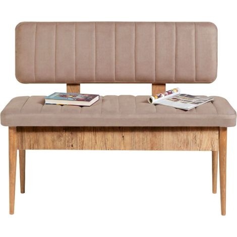 Banco Salento, Soporta hasta 150 kg, Estructura Rosa, Altura Asiento 51 cm, 110x40x85h cm Roble Marrón