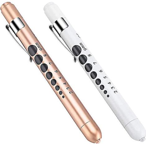 2 Pices De Lampe De Poche Pour Stylo De Diagnostic Mdical (or Rose + Blanc), Lampe De Poche Pour Stylo Mdical Led Rutilisable Avec Jauge De Pupil (1/5)