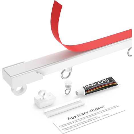 Rail de Rideaux Adhésif, 1.6M Tringle à Sans Perçage Mur/Plafond (1/5)