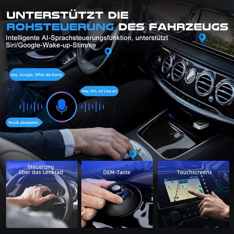 Dongle wireless CarPlay e Android Auto, connessione automatica veloce, plug & play compatto per iPhone/Android, USB/USB-C, senza rardo, nero (1 Dongle wireless CarPlay e Android Auto, connessione automatica veloce, plug & play compatto per iPhone/Android, USB/USB-C, senza rardo, nero (1