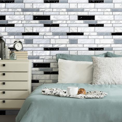 10Pcs Self-Adhesive Marble Pattern Wall Tile Stickers (1/5)