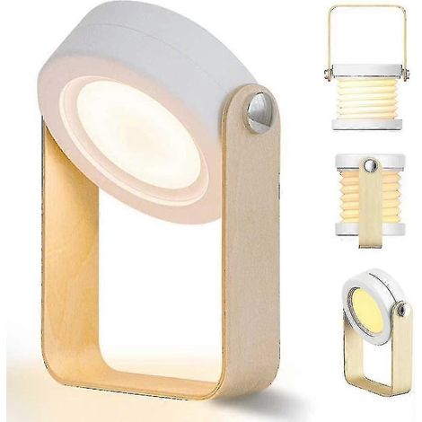 Lampe de chevet tactile LED à intensité variable, lampe de bureau vintage avec poignée en bois, 3 niveaux de luminosité (1/5)