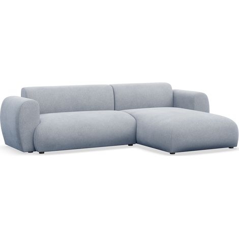 Selsey Emia – L-Form Ecksofa mit Schlaffunktion, Chenille-Stoff, rechts ausgerichtet, Hellblau