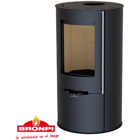 -CAHERSA- Estufa de leña BRONPI DOVER-NE REDONDA COLOR NEGRO BRONPI (1/10)