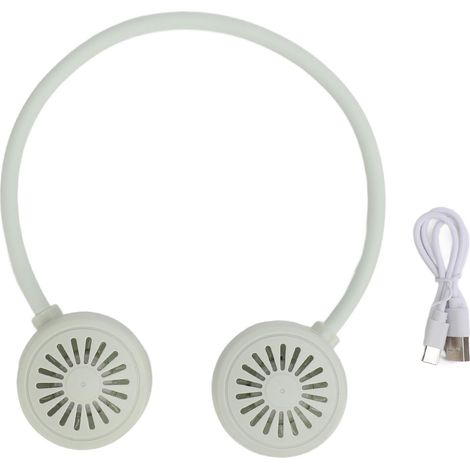 Ortviai Ventilateur de cou portable sans pale, rechargeable USB, rotation 360°, silencieux – Vert (1/5)
