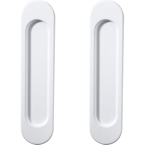 2pcs Poignées de Porte Coulissante Angle droit Autocollantes,Alliage D'aluminium or mat sans Perforation Coulissantes Grange,Fenêtres, Armoires 148mm (Blanc (coin arrondi)) (1/5)