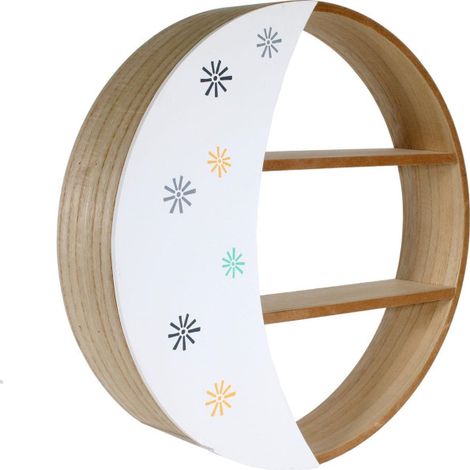 Étagère en Bois "Demi Lune" 38cm Naturel & Blanc (1/2)