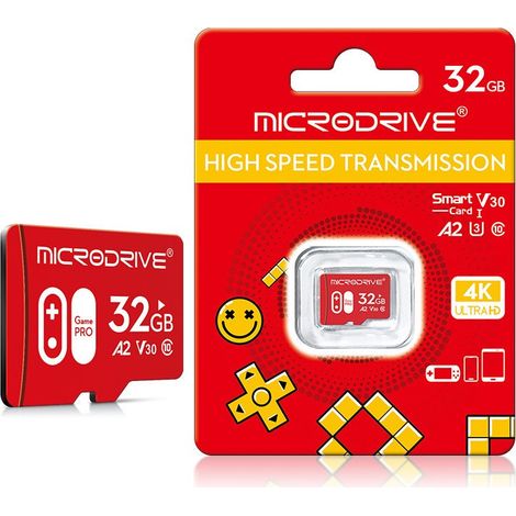Carte micro 32Go- Convient aux caméras de surveillance, aux enregistreurs de conduite, aux téléphones portables et aux tablettes